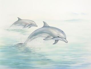 Fototapeta premium dolphin watching, dolphins near the coast