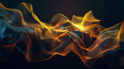abstract black background with gold smoke wave Design.
