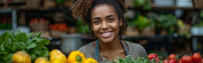Joyful Black Female Farmer Sells Sustainable Organic Vegetables to Happy Customer in Sunny Summer Day