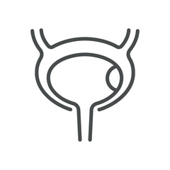 Bladder Cyst Icon. Line Illustration of a Bladder with a Cyst, Representing the Urological Condition Known as Bladder Cysts. For Medical Educational Materials and Health Awareness. Isolated Sign.