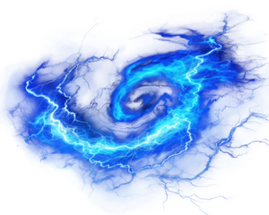 A blue lightning swirl isolated on transparent background.