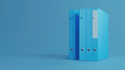 Blue Office folders with papers and documents icon isolated on blue background. Office binders. Archives folder sign. Minimalism concept. 3d illustration 3D render