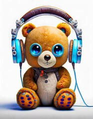 teddy bear with headphones - 806117637