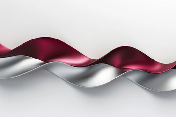 Matte silver and deep red tiddle waves, providing a sophisticated and dramatic contrast on a solid white background.