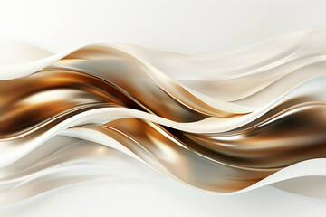 Metallic bronze and bright ivory tiddle waves, providing an elegant and timeless abstract design on a solid white background.
