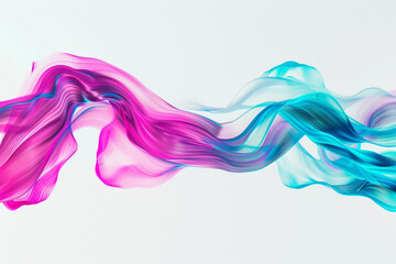 Neon tiddle waves in a fusion of bright fuchsia and cobalt blue, bringing a vibrant and lively energy to a solid white background. - obrazy, fototapety, plakaty