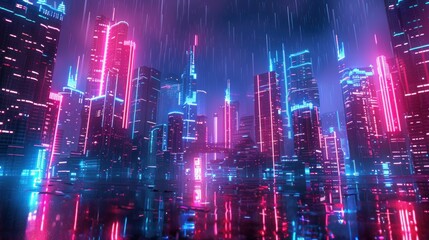 City neon Futuristic cyberpunk modern background wallpaper ai generated image