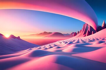 Fototapeta premium a whimsical candy land scene featuring cotton candy desert with fluffy cloud overhead