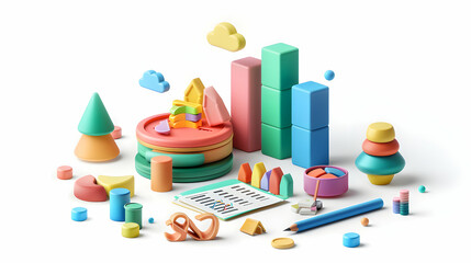 3D Cartoon Icon of Financial Planning and Budgeting for Visualizing Strategies and Fiscal Management