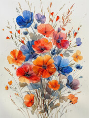 Watercolor flower bouquet