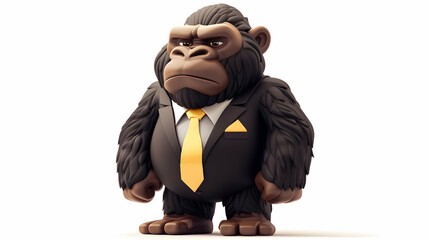 Isometric 3D Illustration of Gorilla in Suit and Tie Symbolizing Executive Leadership and Authority - Ideal for Corporate Leadership Training Programs and Executive Coaching