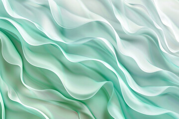 Obraz premium Tiddle waves in a cool blend of mint green and icy blue, bringing a fresh and airy feel to a solid white background.