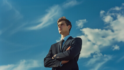 a sky-viewing businessman