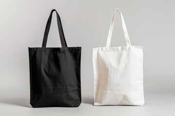 Blank white eco-friendly tote bag mockup with shadow.. Beautiful simple AI generated image in 4K, unique.
