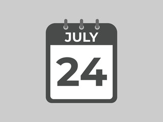 July 24 calendar reminder. 24 July daily calendar icon template. Calendar 24 July icon Design template. Vector illustration

