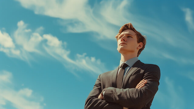 a sky-viewing businessman