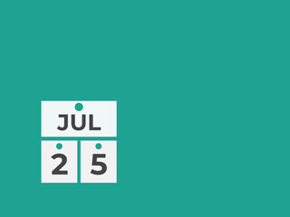 July 25 calendar reminder. 25 July daily calendar icon template. Calendar 25 July icon Design template. Vector illustration
