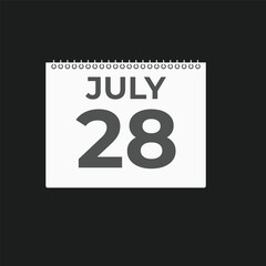 july 28 calendar reminder. 28 july daily calendar icon template. Calendar 28 july icon Design template. Vector illustration
