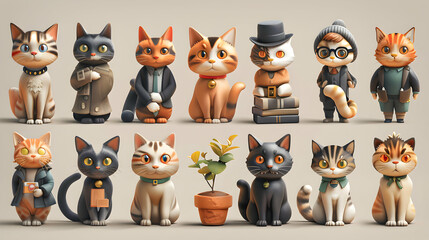 Photo Ultra realistic cat entrepreneur avatar set in isometric scene for startup-themed websites and apps