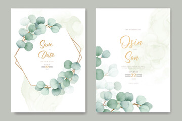 Watercolor eucalyptus wedding invitation card