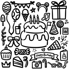 Hand Drawn Birthday Objects Scribble