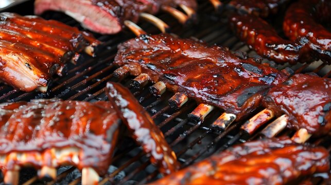 national barbecue month. delicious grilled bbq meat and smoked beef