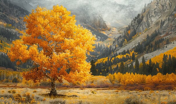 Golden fall colors on a tree