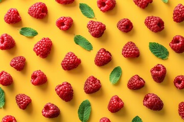 Rasp berries in a group wallpaper - ai generative. Beautiful simple AI generated image in 4K,...