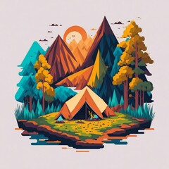 tshirt artwork design of camping