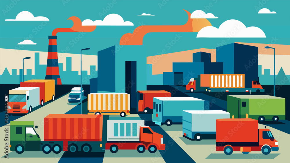 Aufkleber the factorys loading dock a bustling hub of activity as trucks come and go transporting fear to ever