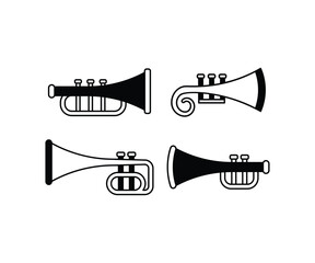 trumpet music song icon vector design simple black white illustration collections set  © looli