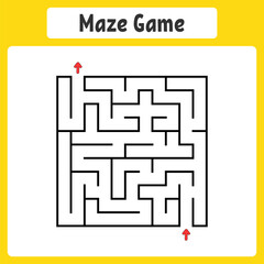 Abstract square maze. Game for kids. Puzzle for children. Labyrinth conundrum. Find the right path. Vector illustration.