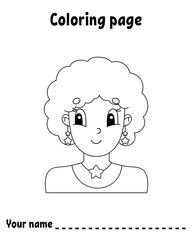 Coloring book page for kids. Cartoon style character. Isolated on white background. Vector illustration.