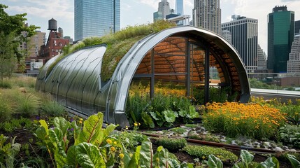 Urban rooftop garden using space age material for insulation