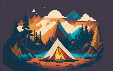 tshirt artwork design of camping