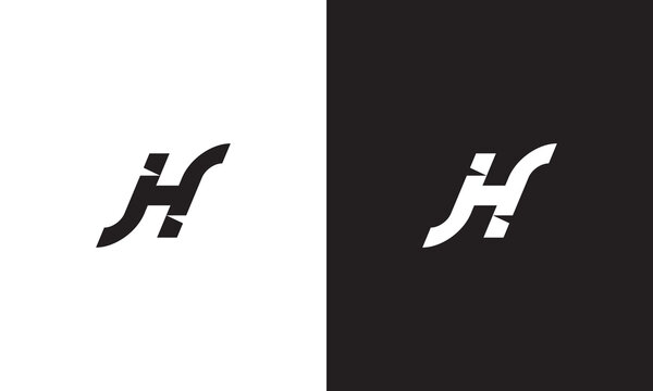 JH ambigram logo, monogram unique logo, black and white logo, premium elegant logo, letter JH Vector minimalist	