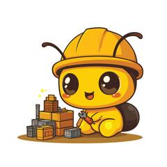 kawaii cute vector logo sticker of ant