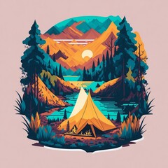 tshirt artwork design of camping