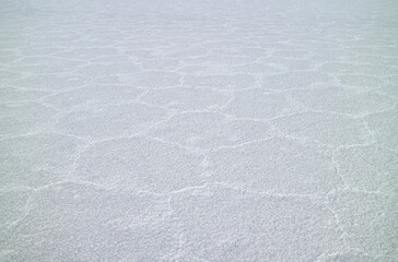Amazing Pattern of the Surface of Uyuni Salt Flats, UNESCO World Heritage Site in Potosi Department of Bolivia, South America