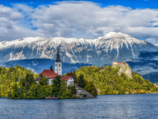 Assumption of Maria Church and the Bled Castle
