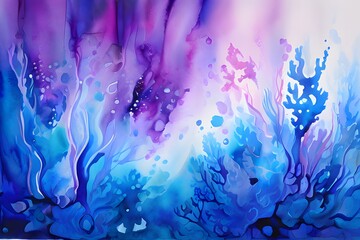 Blue and purple watercolor wallpaper art