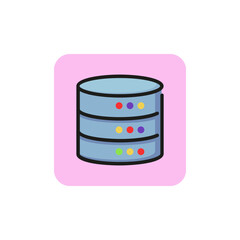 Icon of cylindrical database. Server disc, computing, information. Data concept. Can be used for topics like cloud hosting, backup, datacenter