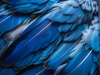 Obraz premium Avian Elegance: Close-up of Luxurious Blue-Gray Bird Feathers. Iridescent Blue-Gray Feathers in Detail. generative AI