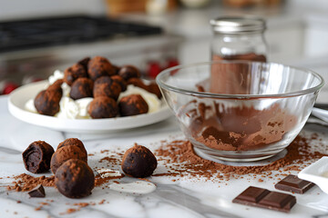 Fototapeta na wymiar The Artful Process of Making Homemade Chocolate Truffles