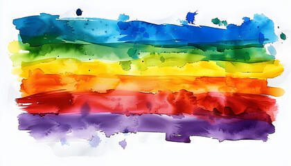 Vibrant rainbow watercolor stripes symbolizing LGBTQ pride, ideal for designs related to diversity and equality.