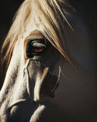 light colored horse head close up