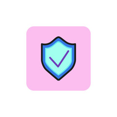 Icon of protective shield. Guard, confirmation, quality. Safety concept. Can be used for topics like computer virus, privacy, security