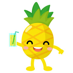 pineapple drinking cocktails, orange juice, coconut water, Funny pineapple hello summer