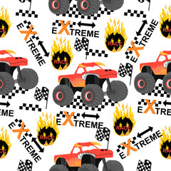 Monster truck pattern features aggressive tread for off-road domination. Ideal for mud, rocks, and rough terrain, ensuring superior grip and durability.