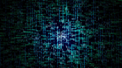 Abstract binary code background. Artificial intelligence, big data and digital technology concept. 3D render illustration. © iweta0077